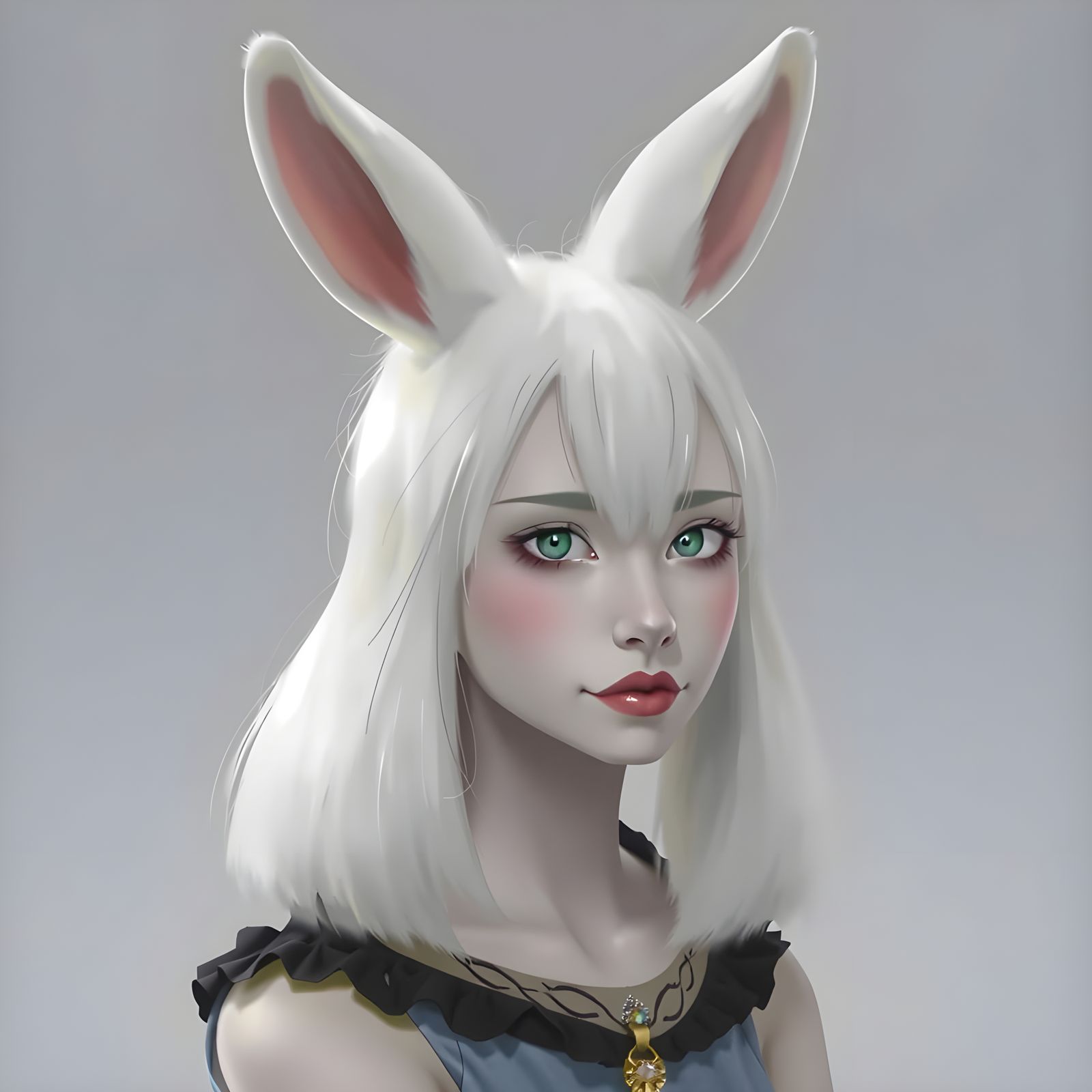 Manga-Inspired Albino Rabbit Goddess