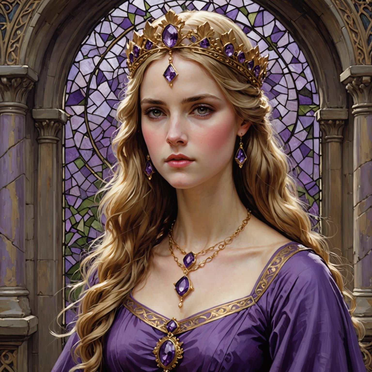 Elegant Medieval Princess in Lavish Attire