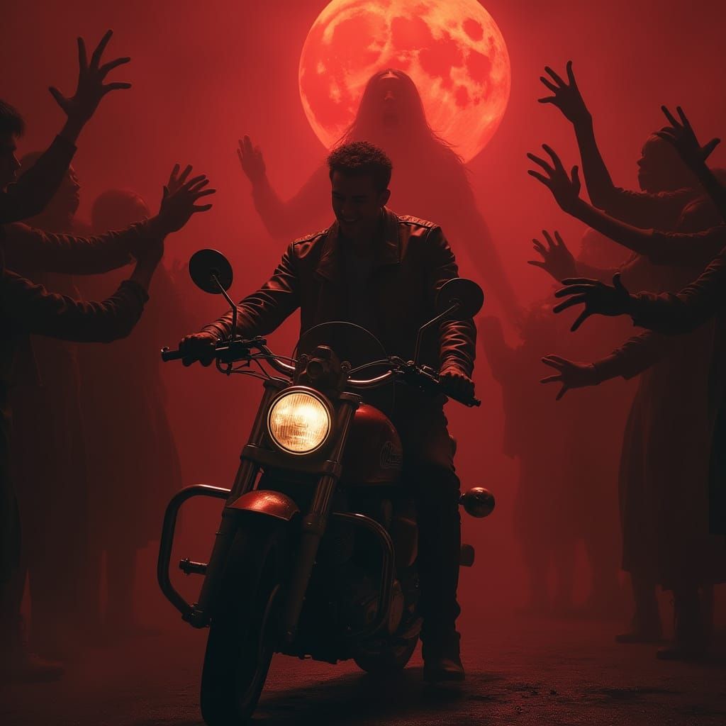 Cursed Road: Motorcycle Horror in Blood Fog