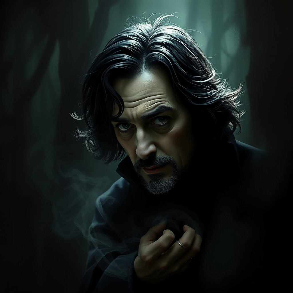 Shadowy Portrait of Wizard in Sfumato Style