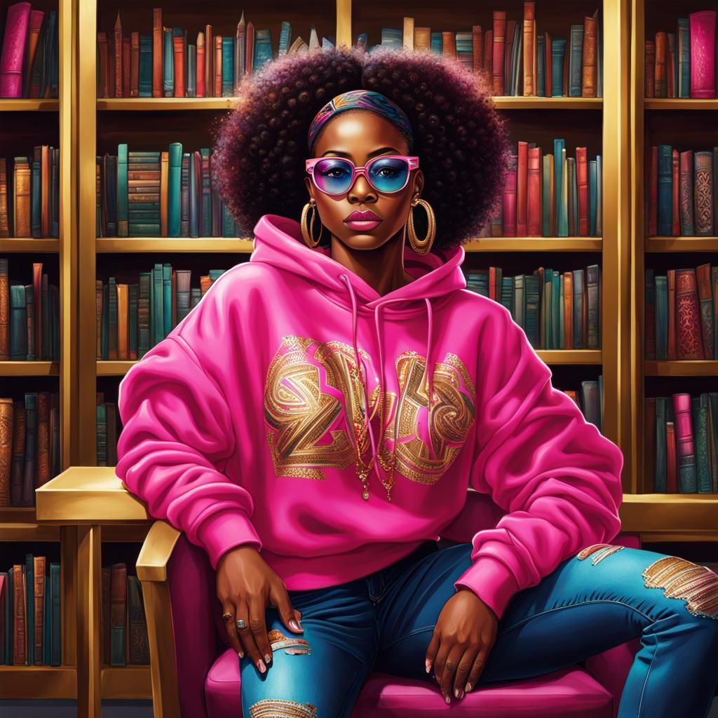 Hyperrealistic Portrait of Teens in a Library