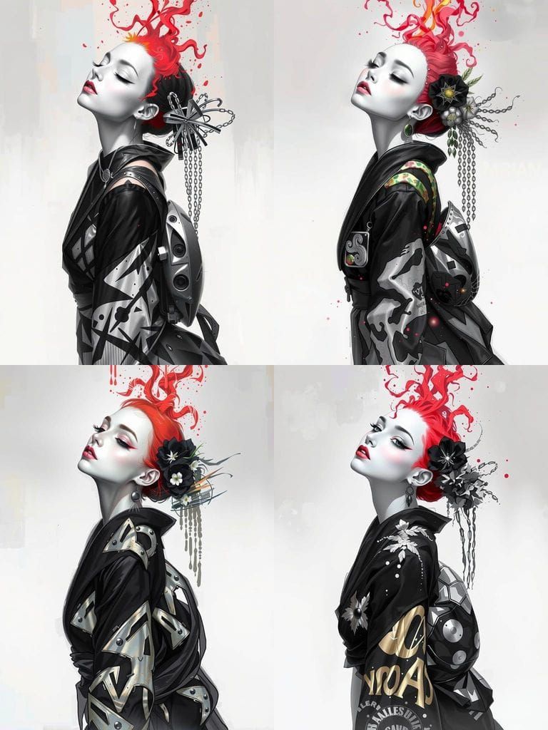 Elegant Woman in Moody Atmosphere with Golden and Red Hues