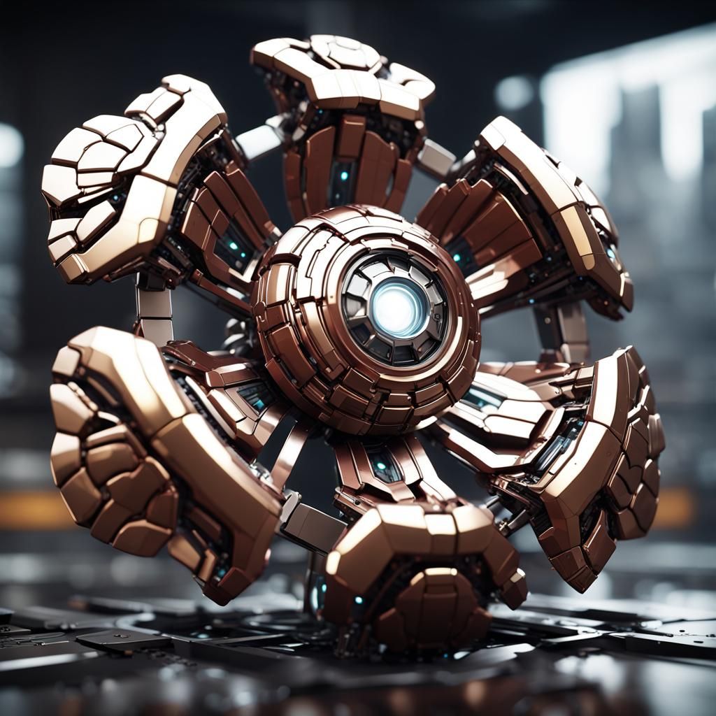 Futuristic Sci-Fi Metal Flower Sculpture in 8K