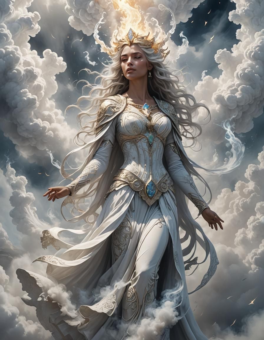 Ethereal Windgoddess Rising: Fantasy Digital Illustration