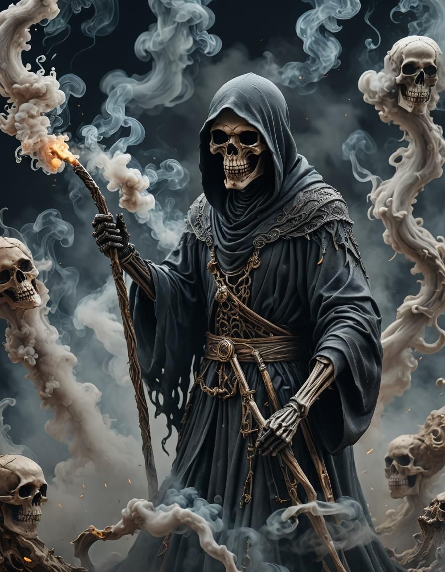Smoked Grim Reaper: 3D Macro Photography Render