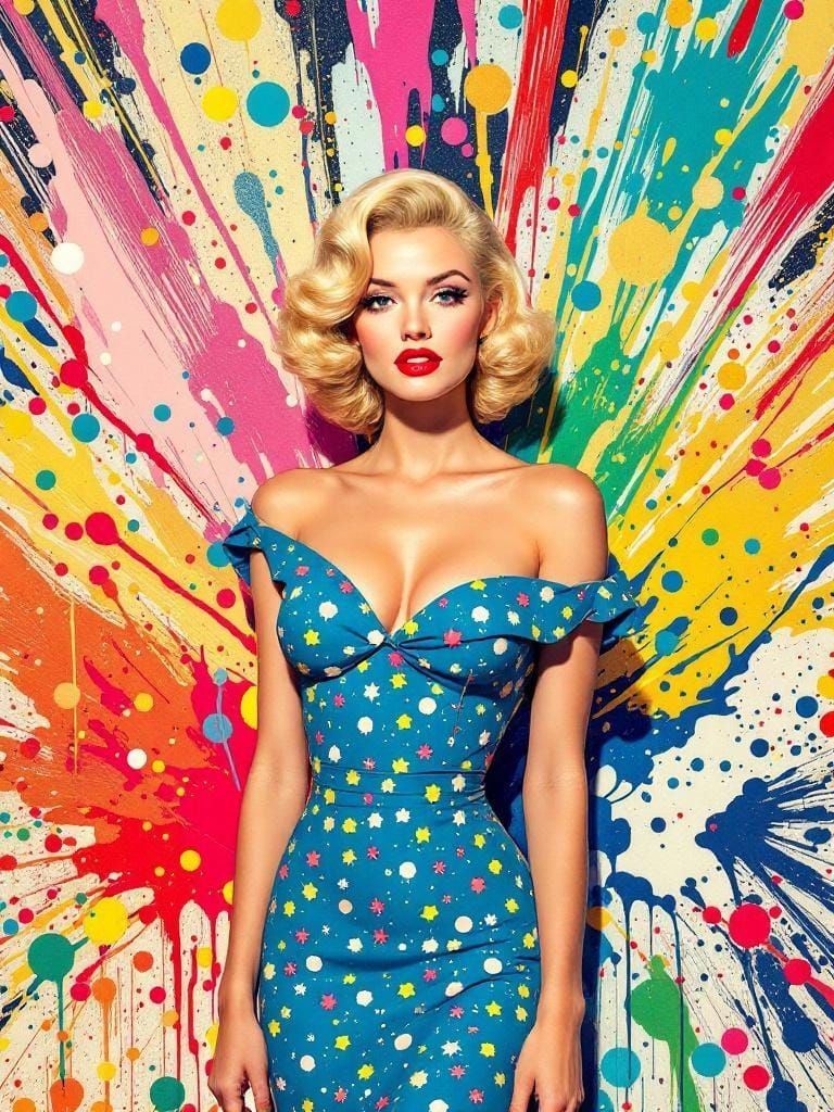 Vibrant Portrait in Hockney and Wiley Styles