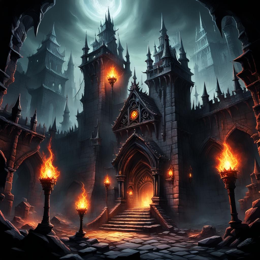 Oppressive Magical Dungeon with Scared Adventurers