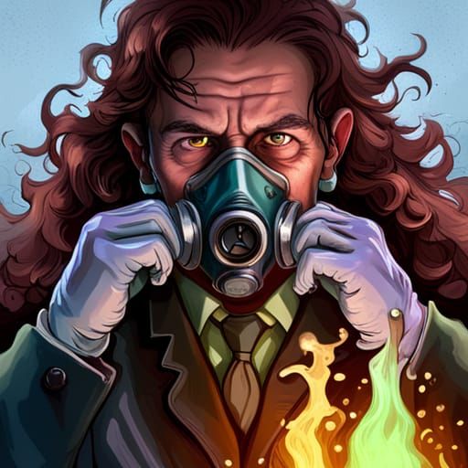 Dark Fantasy Mad Scientist Gas Mask Experiment