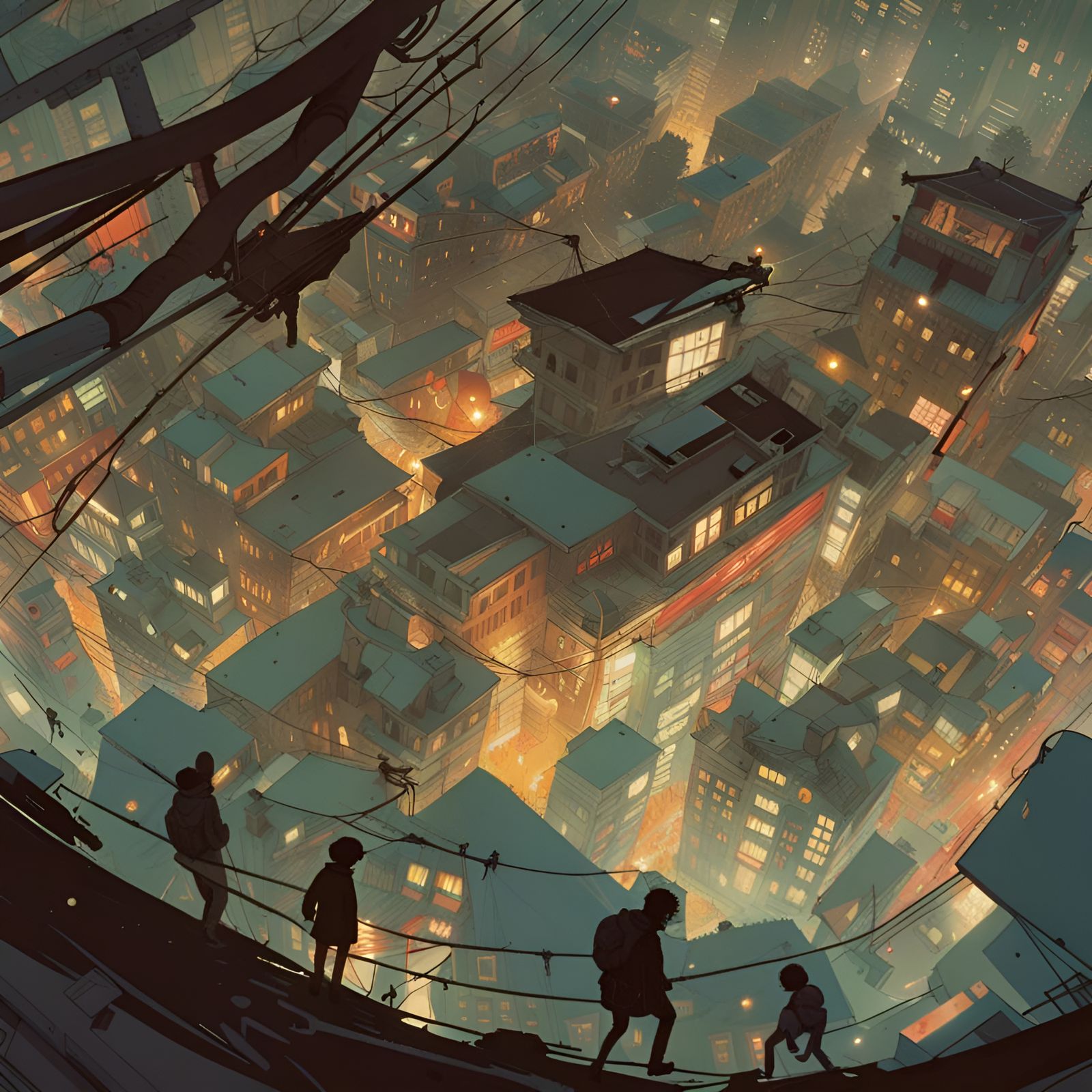 Acrophobia in Composite Art Style