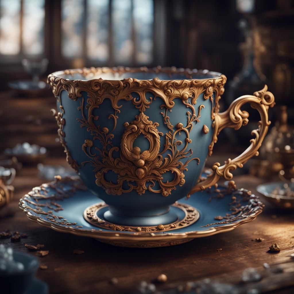 Fantastical Teacup in Detailed Matte Painting