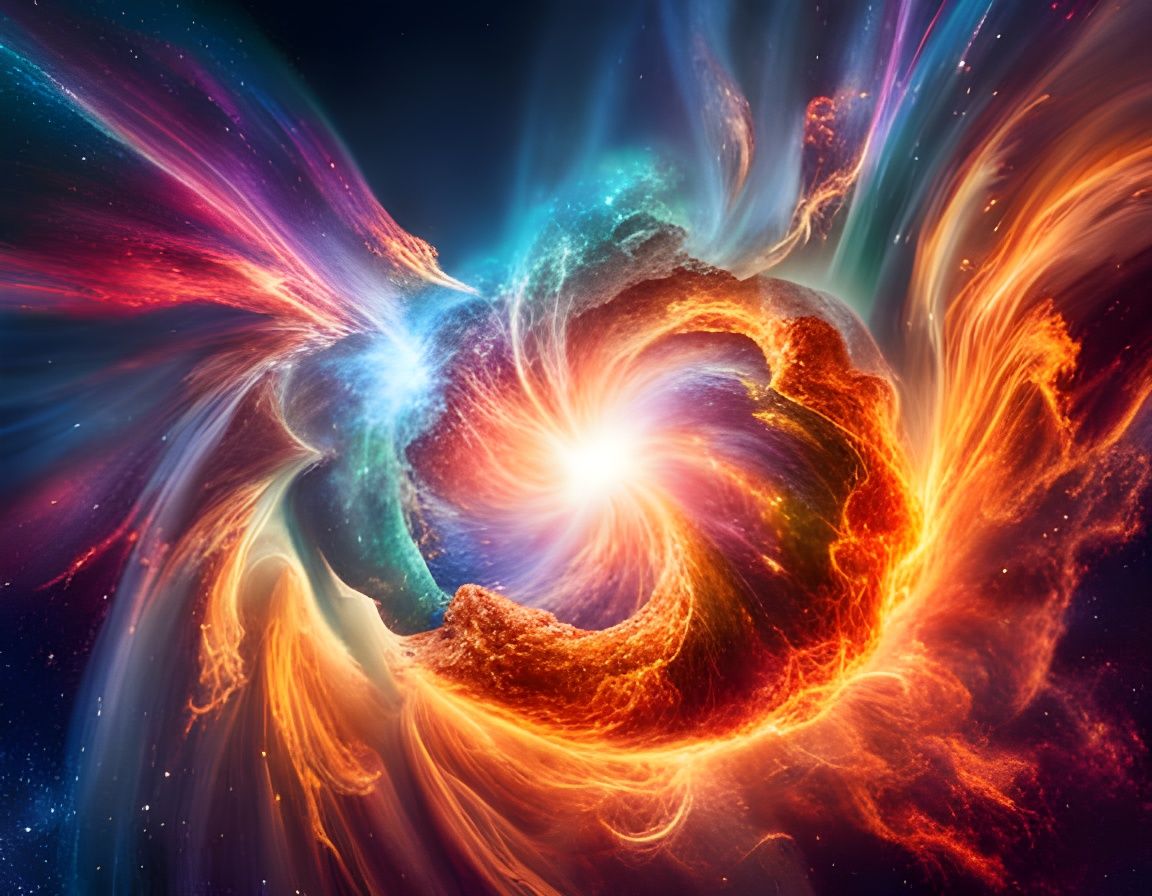 Fiery Galaxy Collision Inside a Nebula