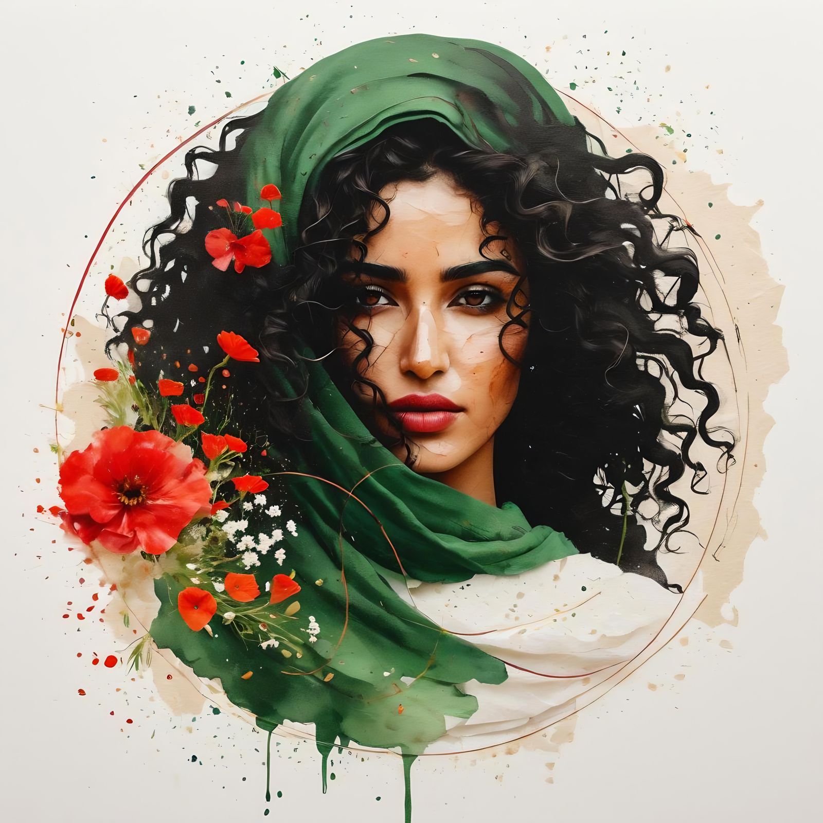 Minimalist Portrait of Arabic Woman in Traditional Clothing