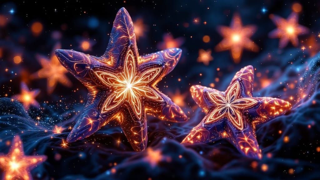 Cosmic Clay Stars in Ethereal 3D Rendering