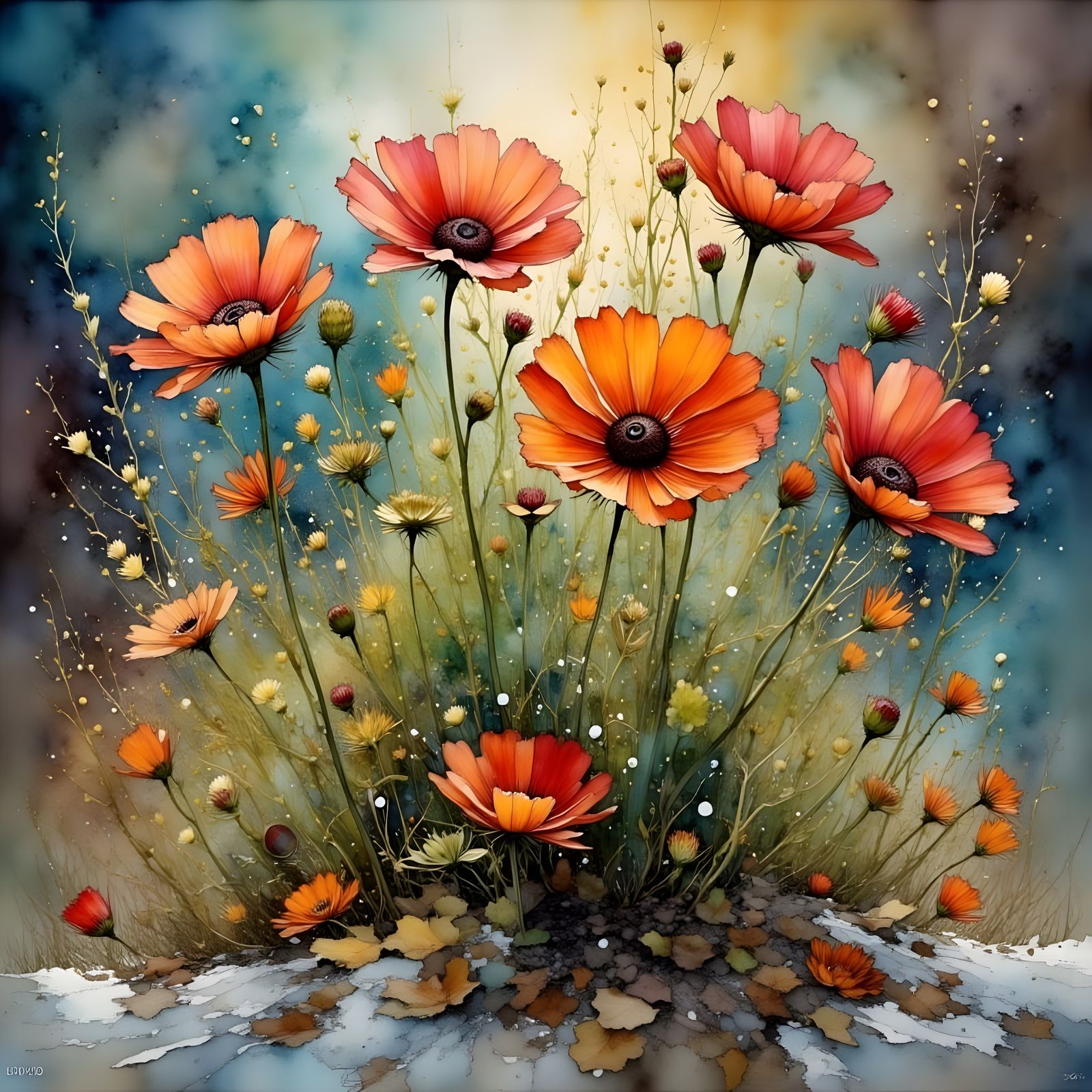 Winter Canvas Garden: An Oil Painting