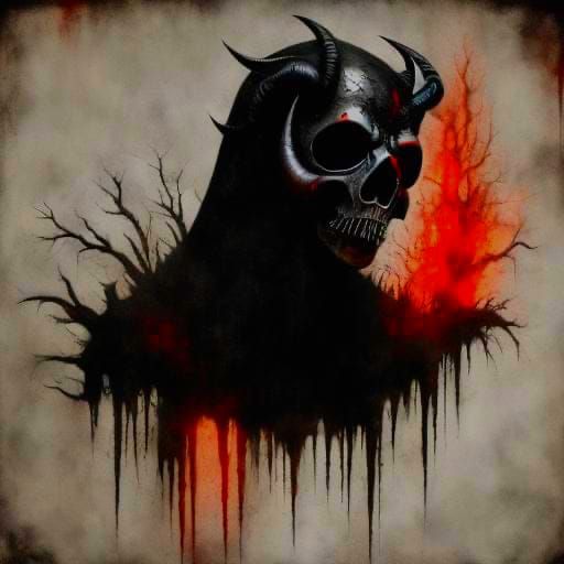 Devil with Scythe in Horror Metal Style