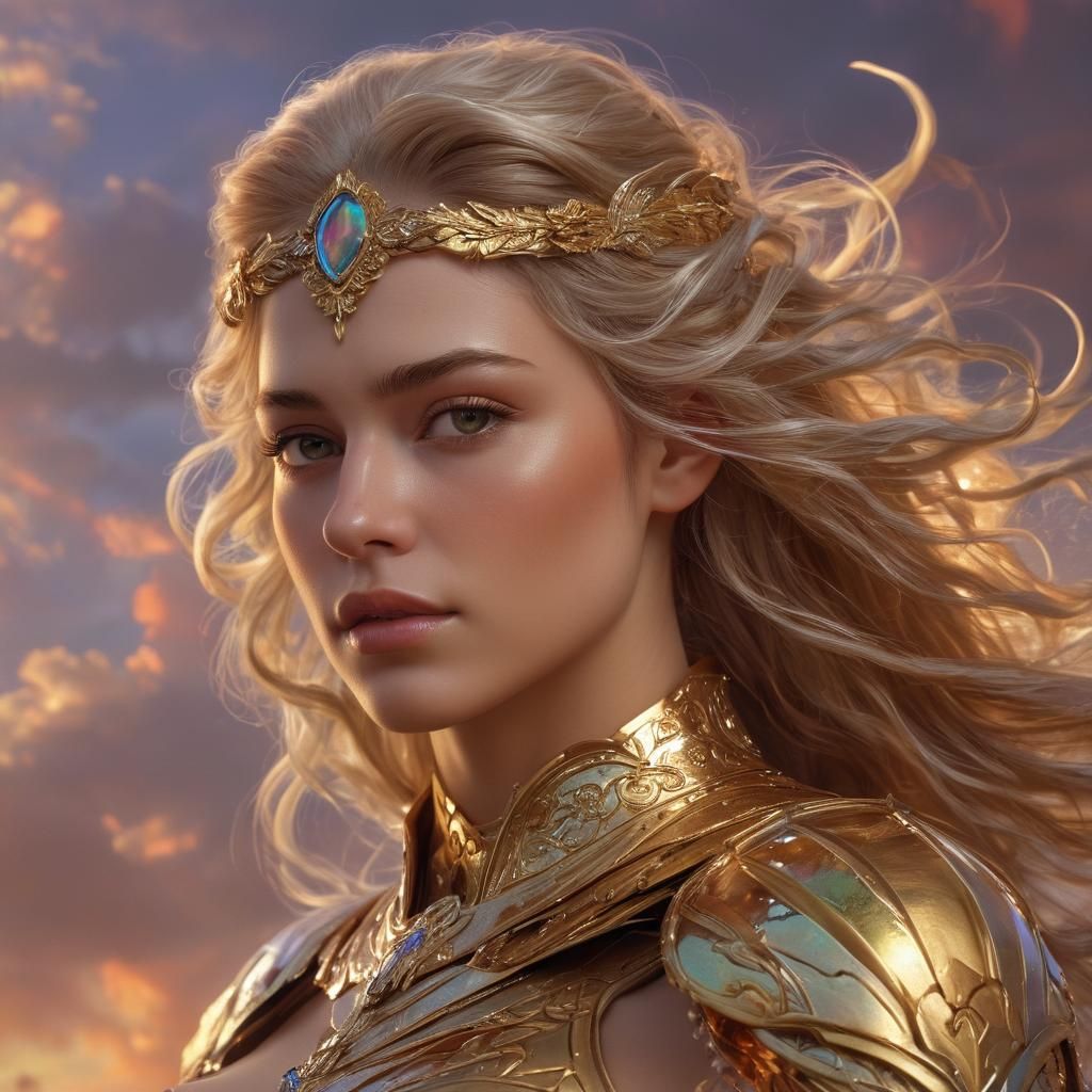 Regal Olympian Goddess in Divine Light: Fantasy Portrait