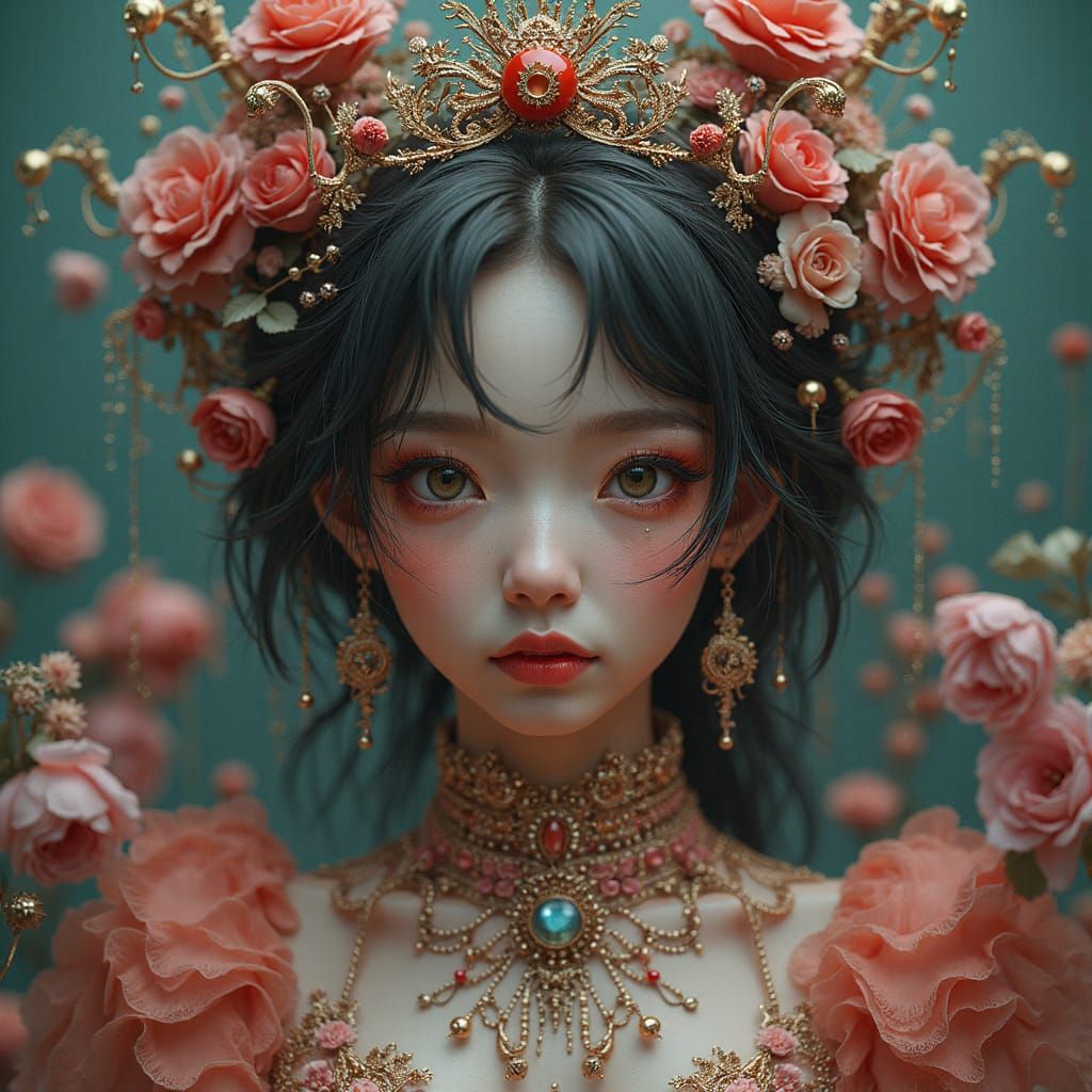 Surreal Woman in Dreamscape, Hyperreal 3D Render