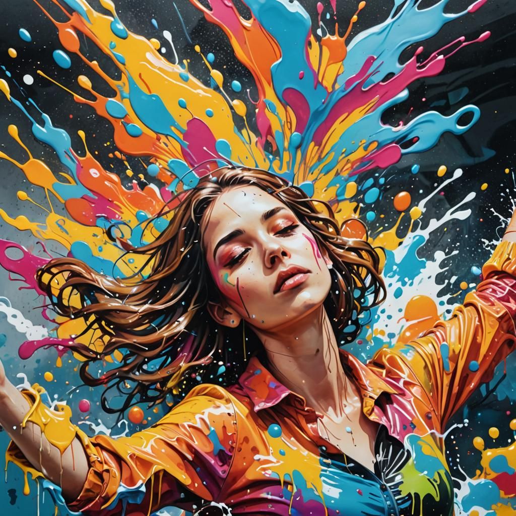 Woman in Water: Graffiti Splash Art