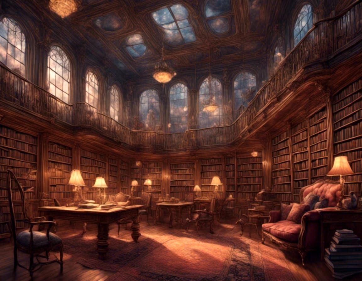 Grand Victorian Library at Magic Hour
