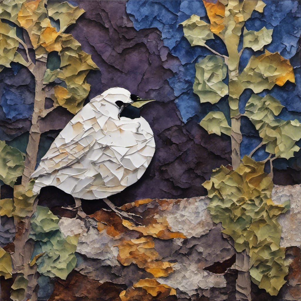 Aspen Forest Floor with Ptarmigan in Neo-Impressionism