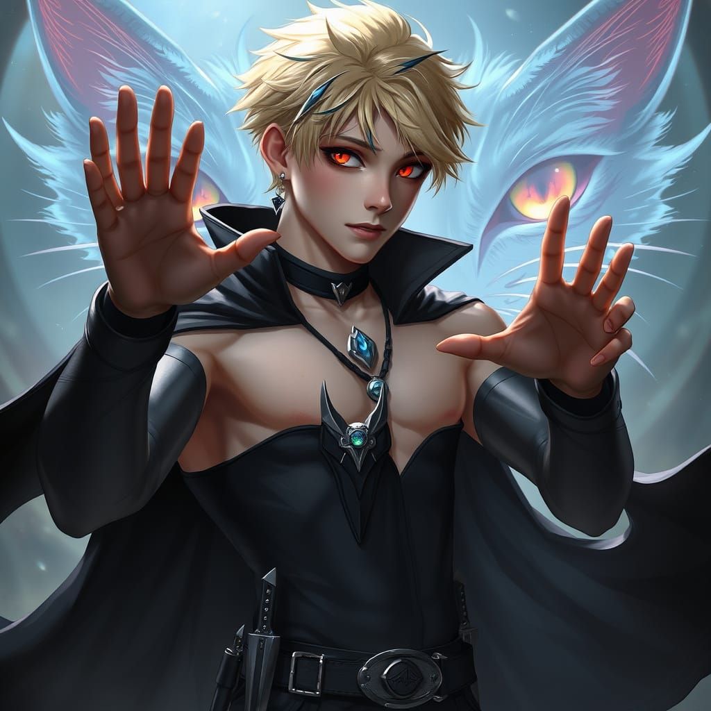 Enigmatic Fantasy Warrior with Red Eyes and Wolf Mask