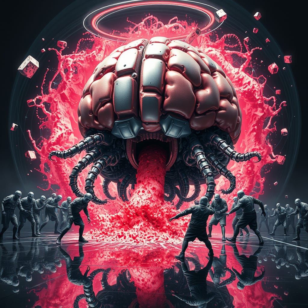 Robot Brain Pops Zit Spewing Zombies: Surreal Biomechanical ...