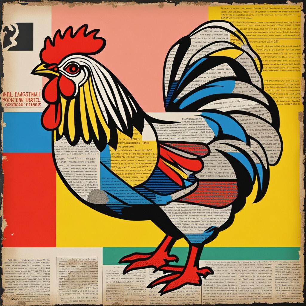 1950s Chicken in Pop Art Style