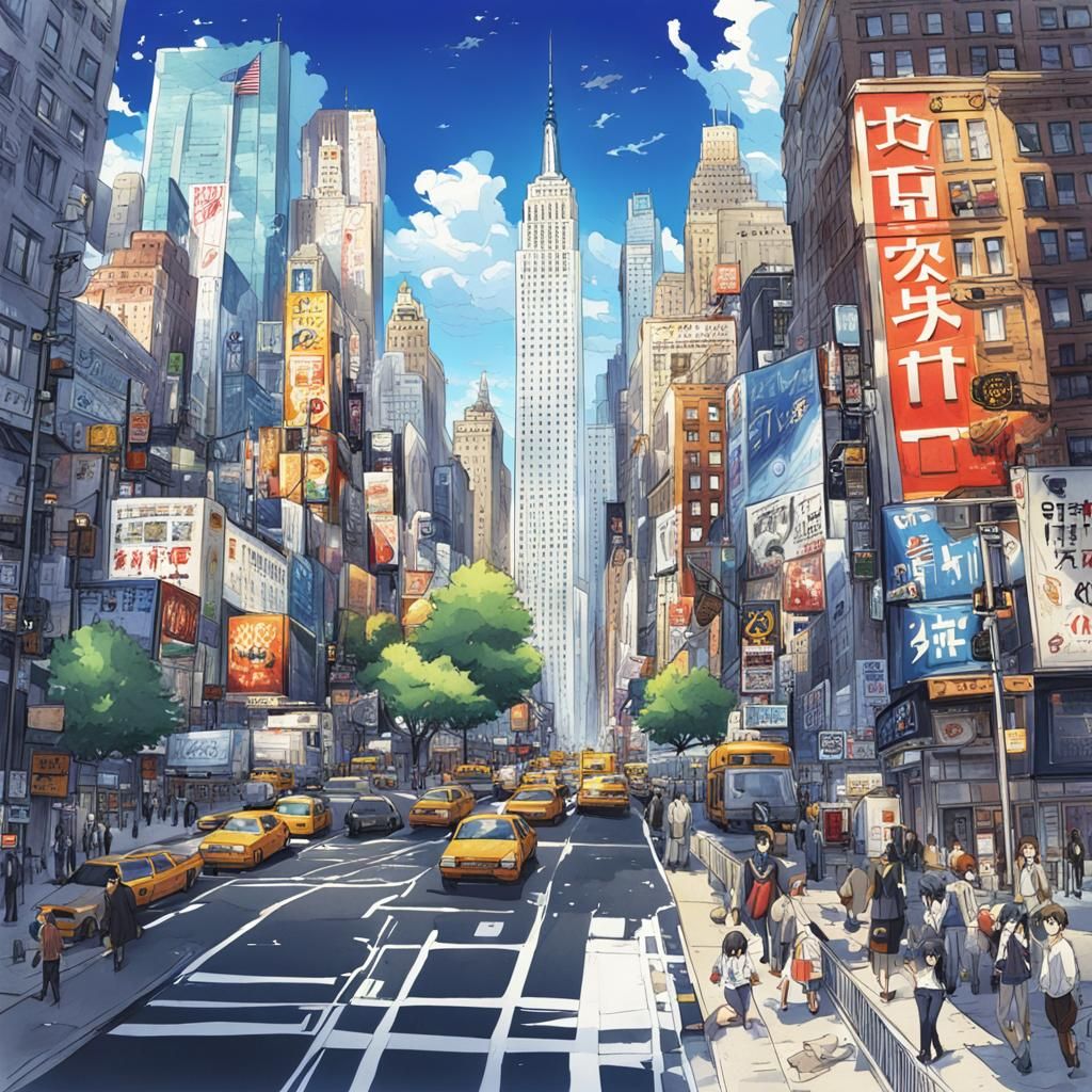 Anime Style New York City Illustration