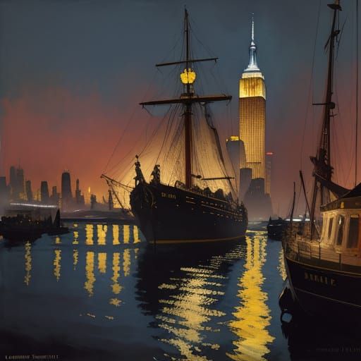 NYC Harbor in Spring: A Watercolor Painting