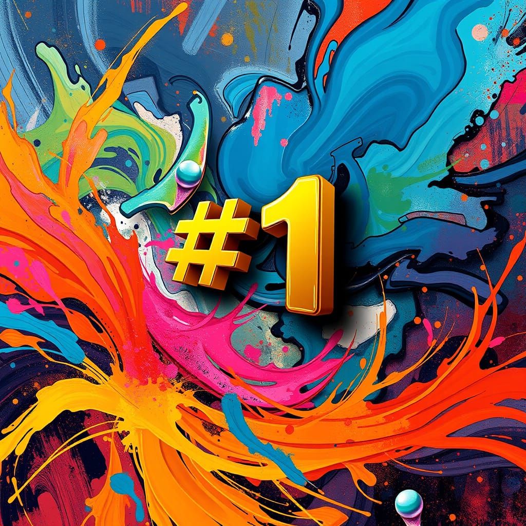 Vibrant Gold Typography in a Swirling Street Art Background