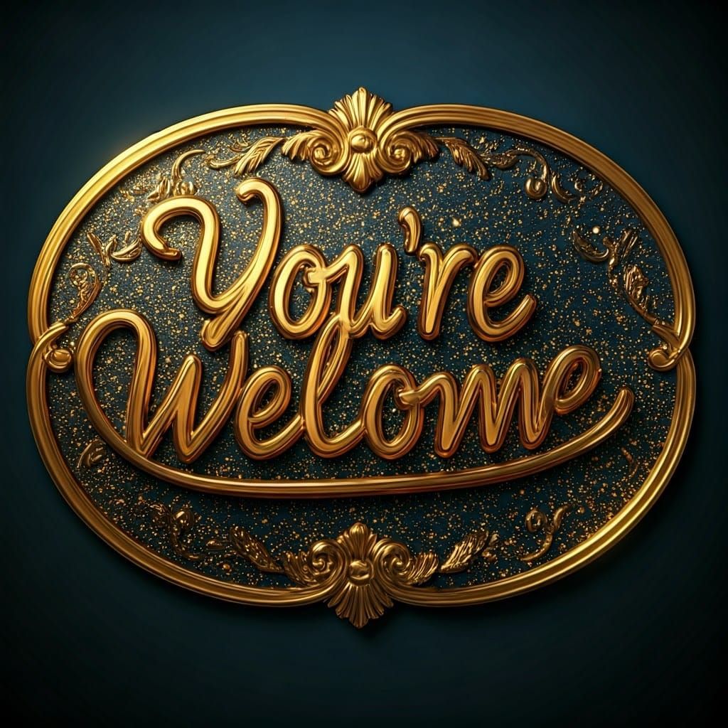 Golden 3D Relief Greeting Card: You're Welcome