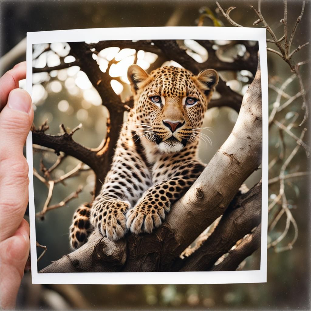 Leopard Resting: Polaroid Instant Camera Print