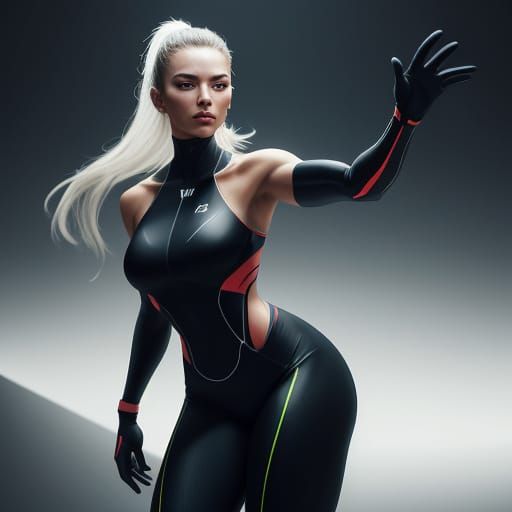 Athletic Woman in Dynamic Pose: Concept Art