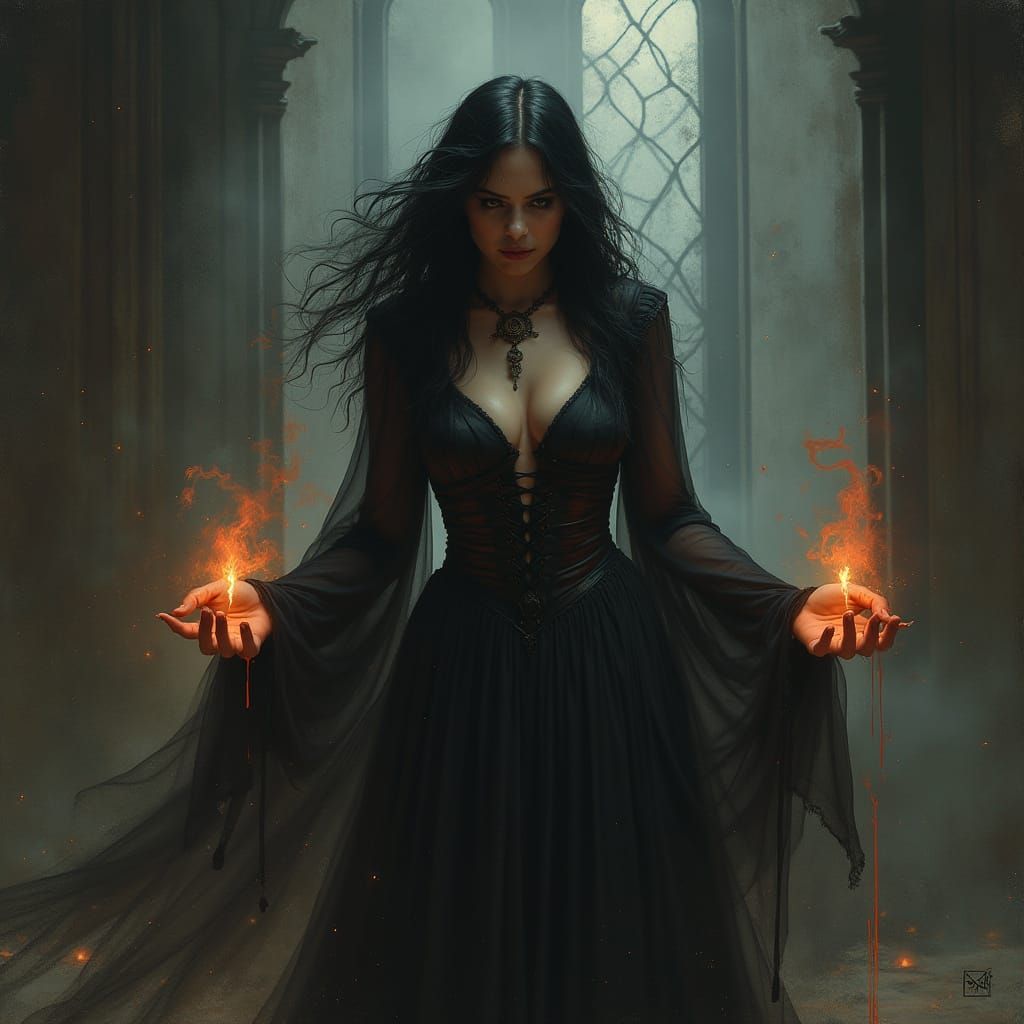 Eerie Spell Casting Scene as Dark Fantasy Art