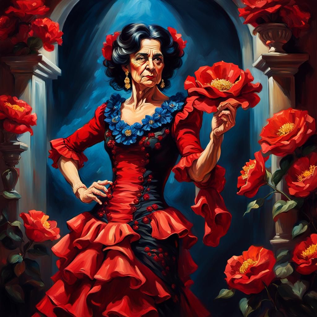 Flamenco Crossdresser as Goya-Style Oil Painting