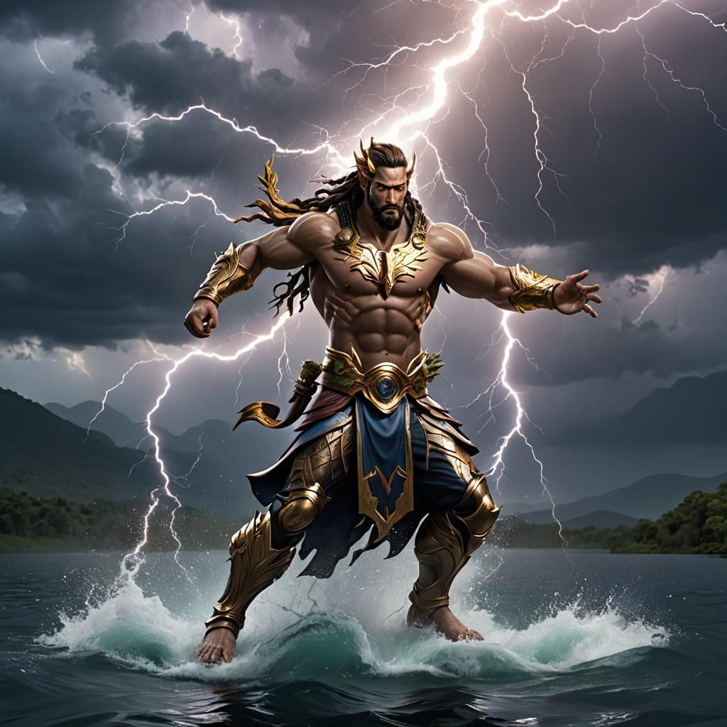 Nature God Strikes with Lightning Bolt Avatar