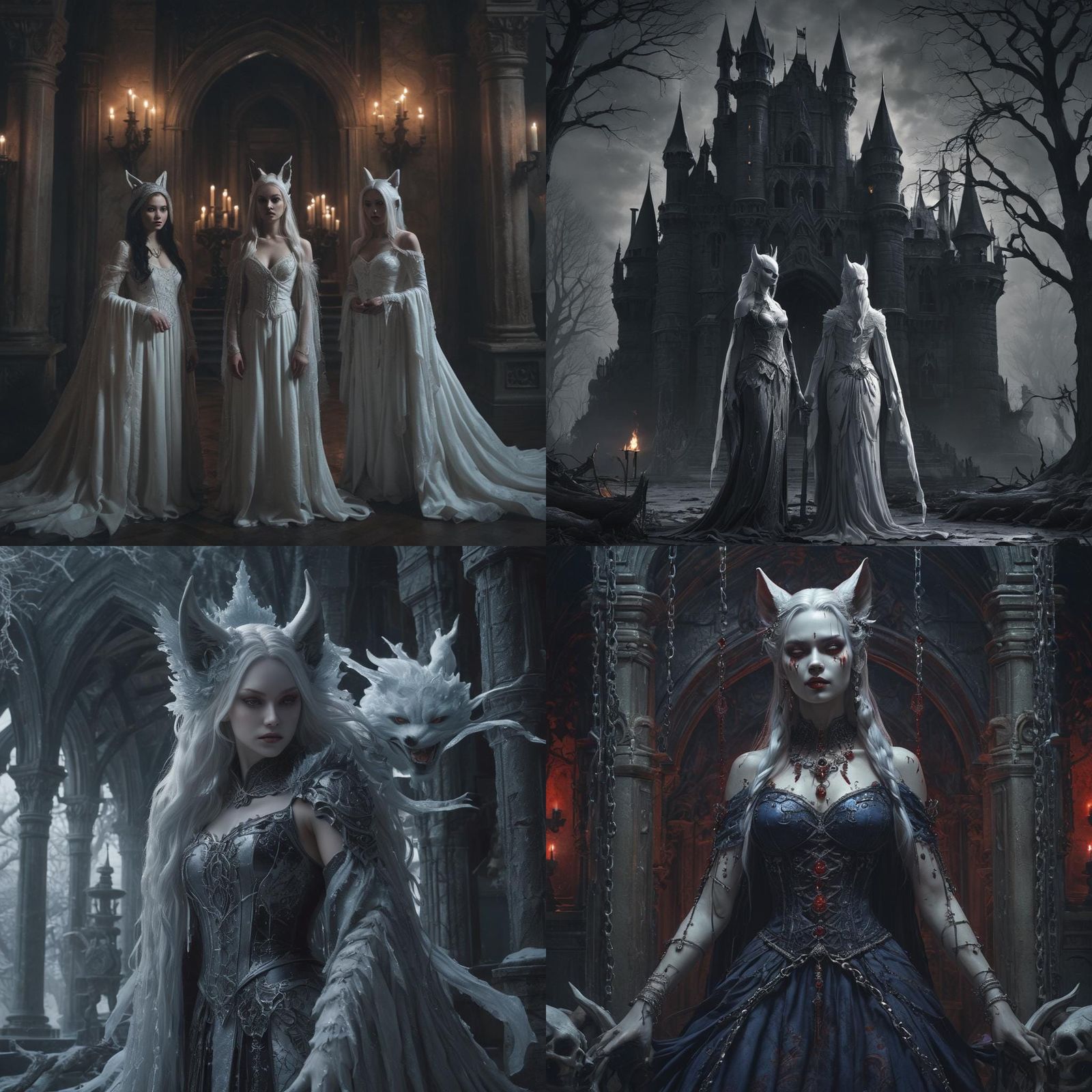 Ice Goddess and Vampire Kitsune in Dark Castle