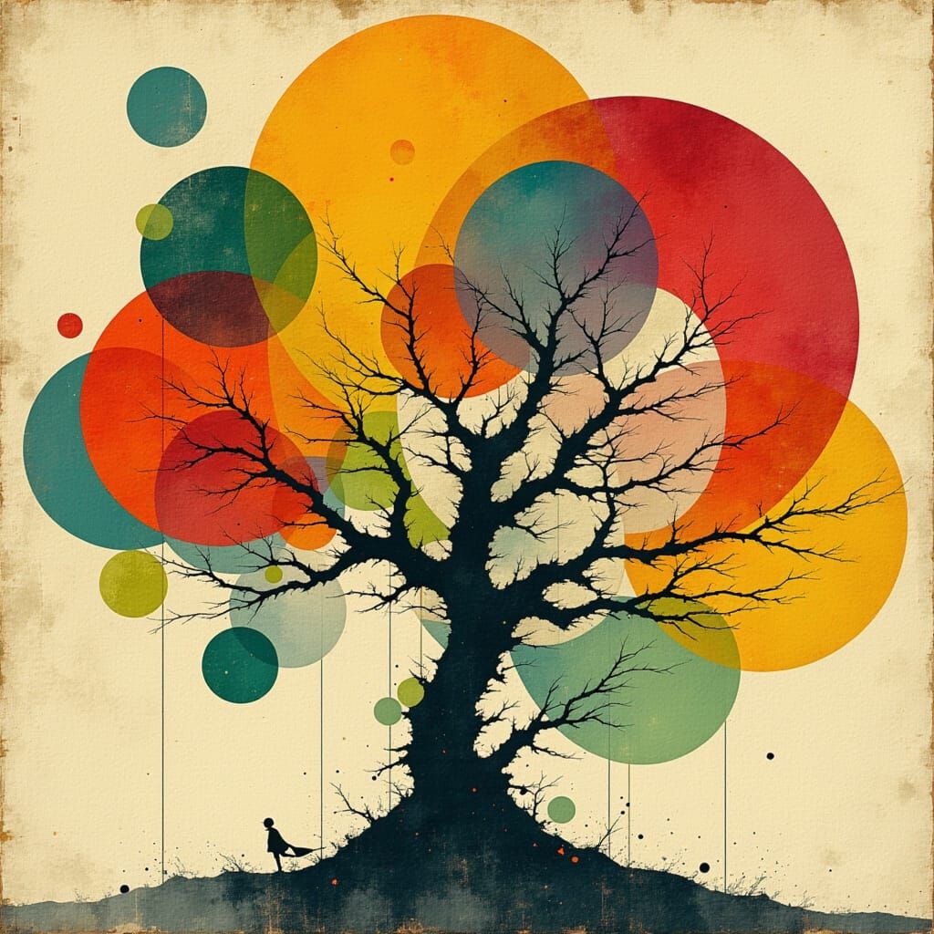 Tree of Life: Digital Circle Abstraction in Flat Colors