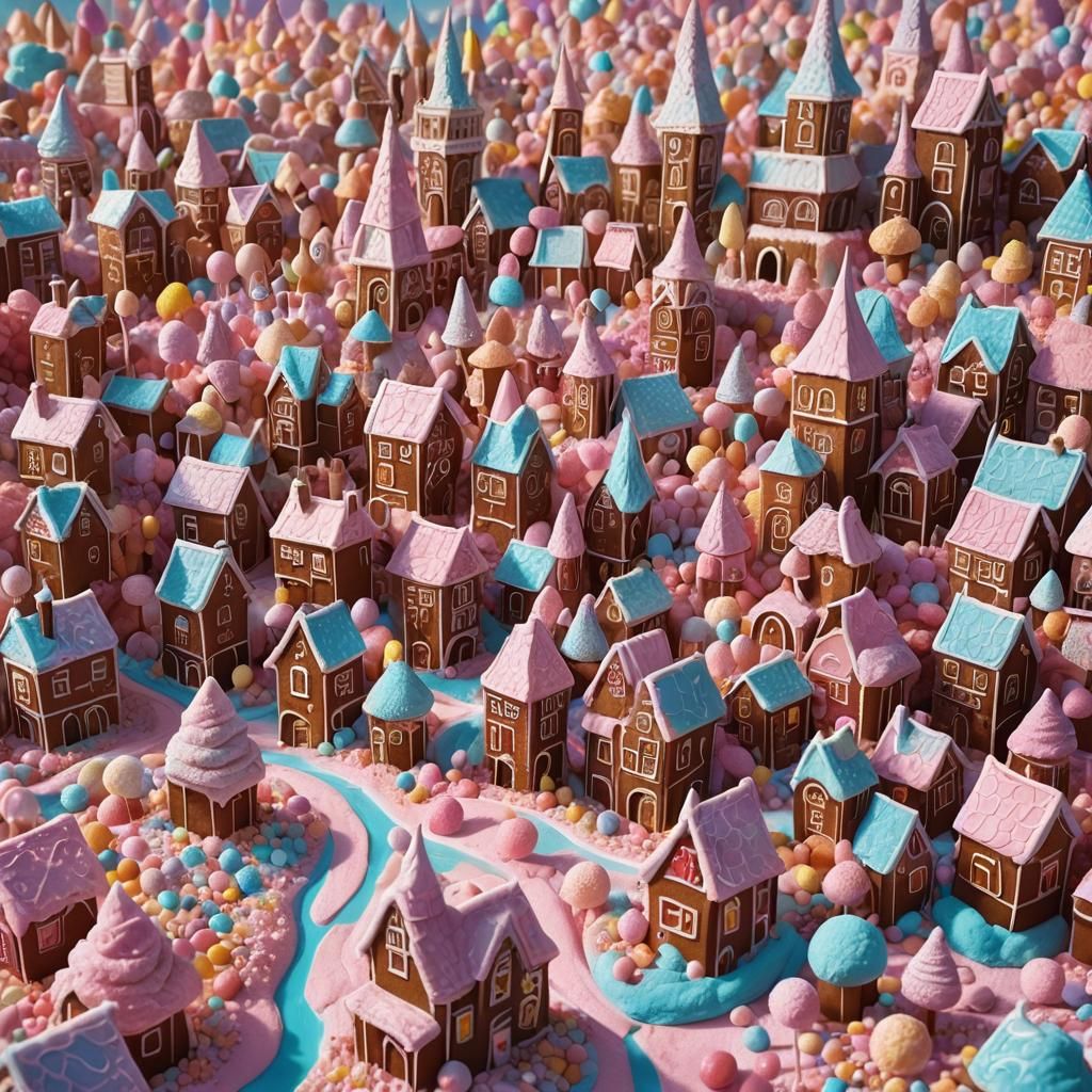 Candy Cityscape: A Fantastical Digital Painting