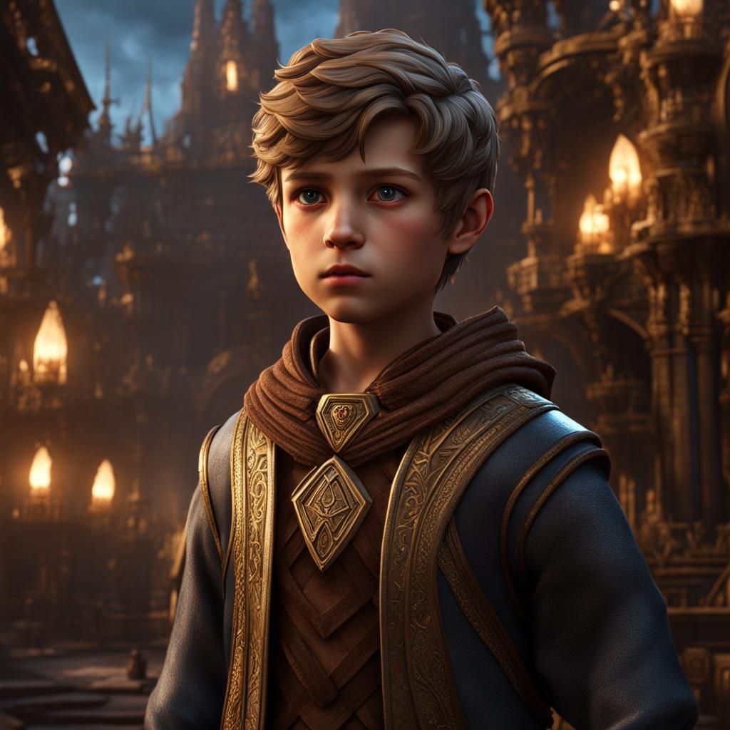 Boy with Dark Blond Hair: Matte Painting