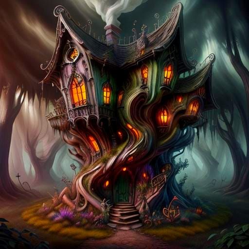 Enchanted Fairy House in Overgrown Forest