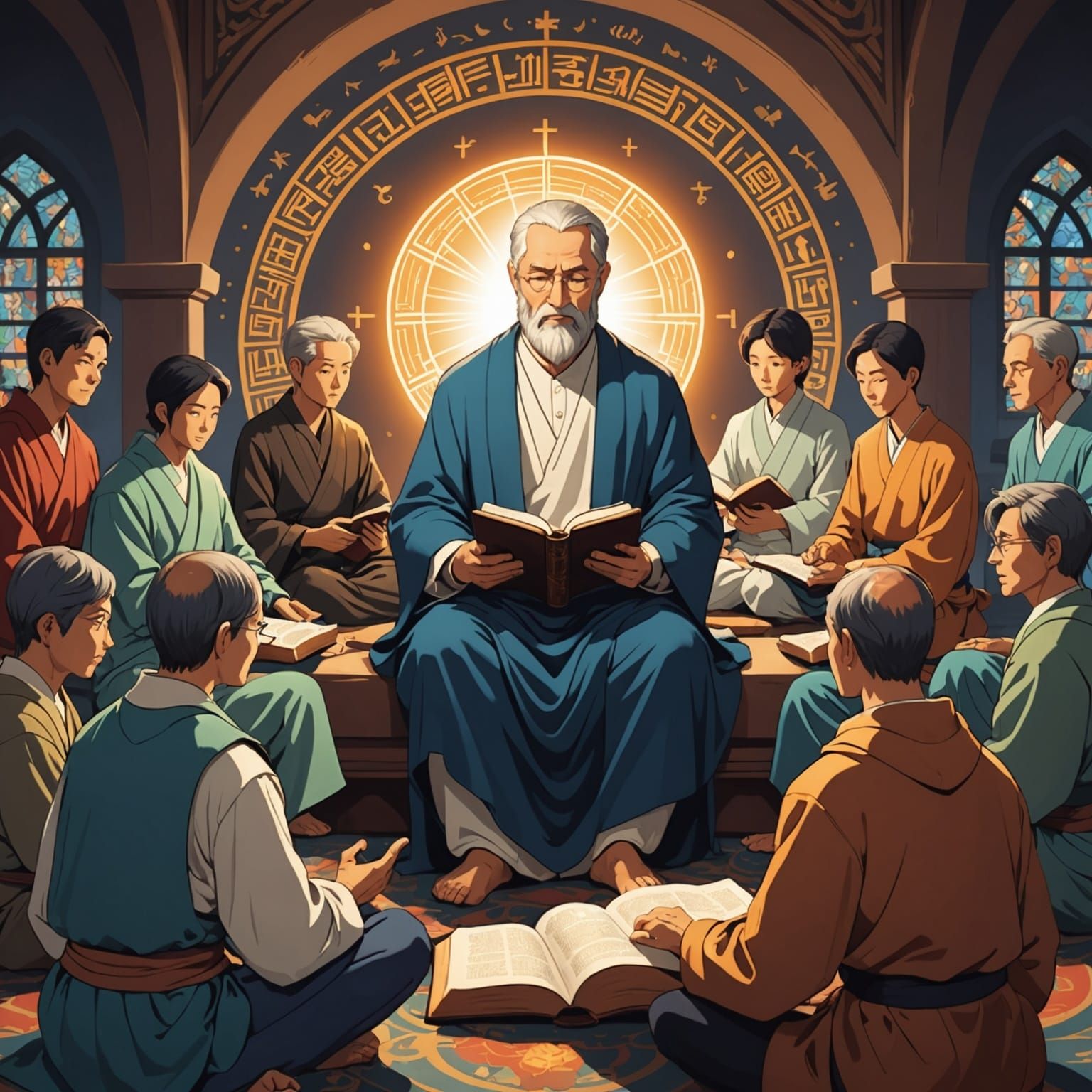 Anime Illustration of Bible Study Group
