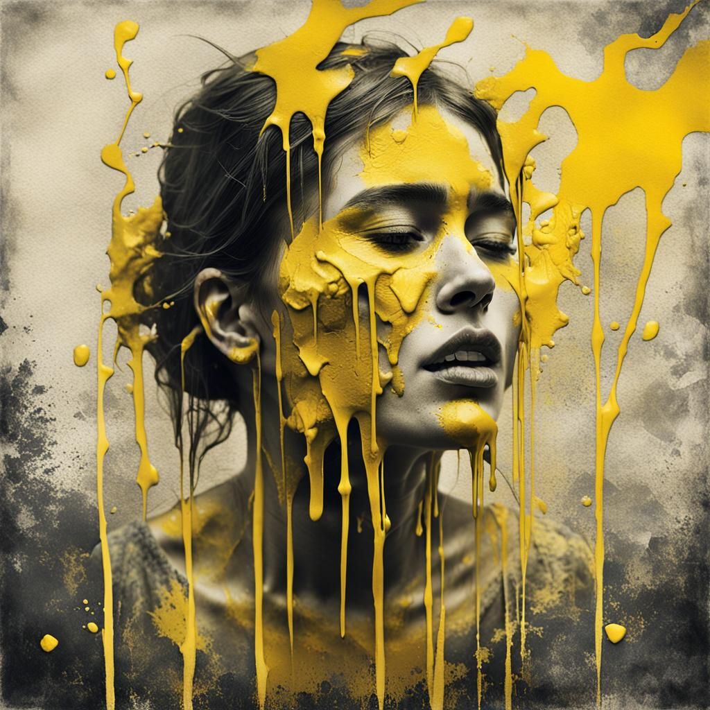 Surreal Double Exposure Art of Crying Girl