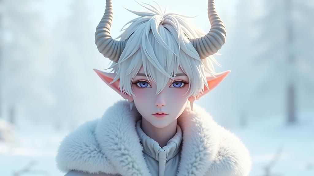 Anime Style Winter Wight Demon in 3D