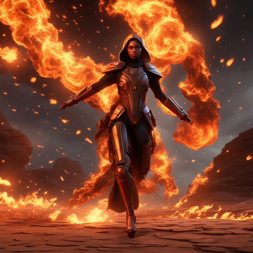 Beyonce as Jedi Knight on Fiery Pegasus