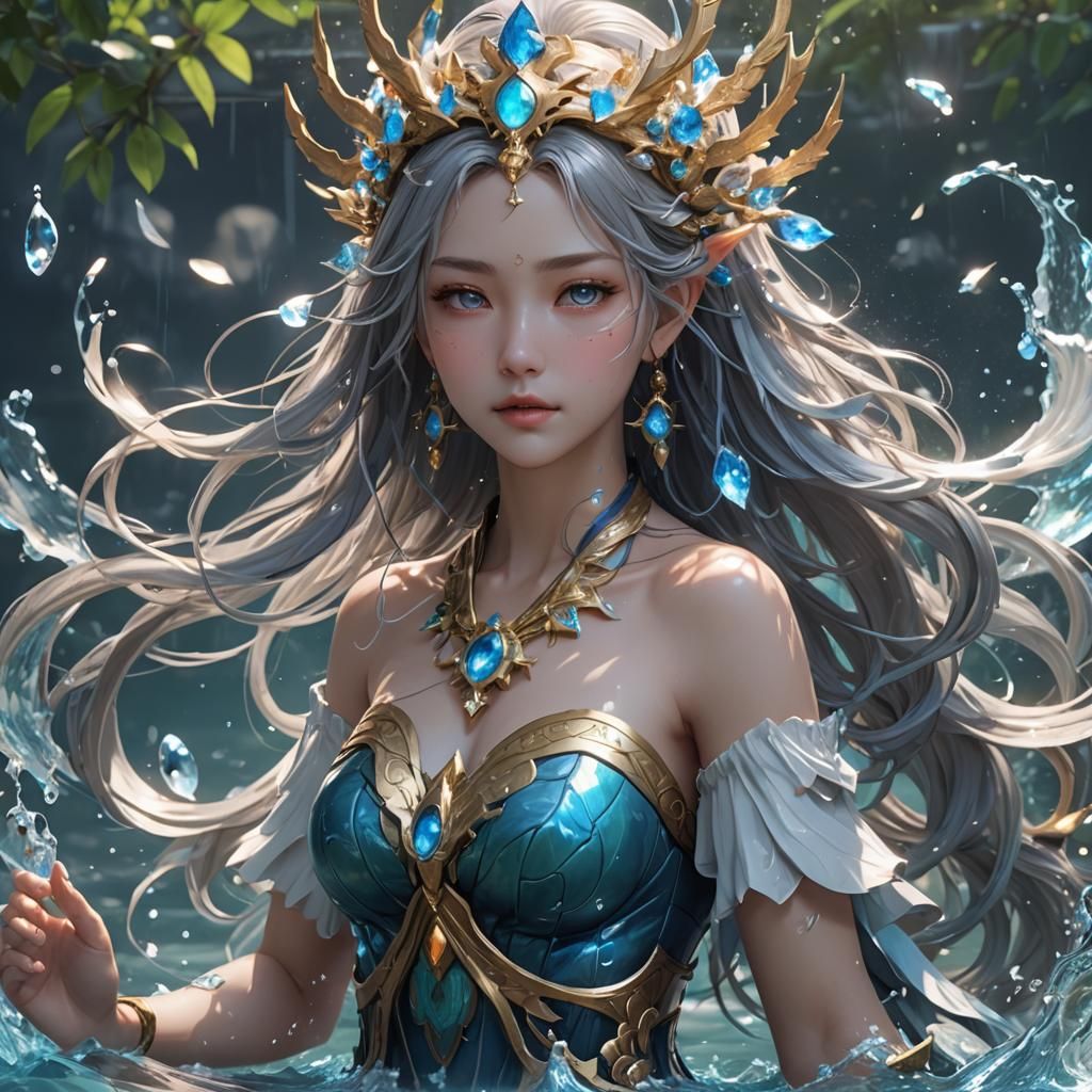 Anime Water Goddess in 3D