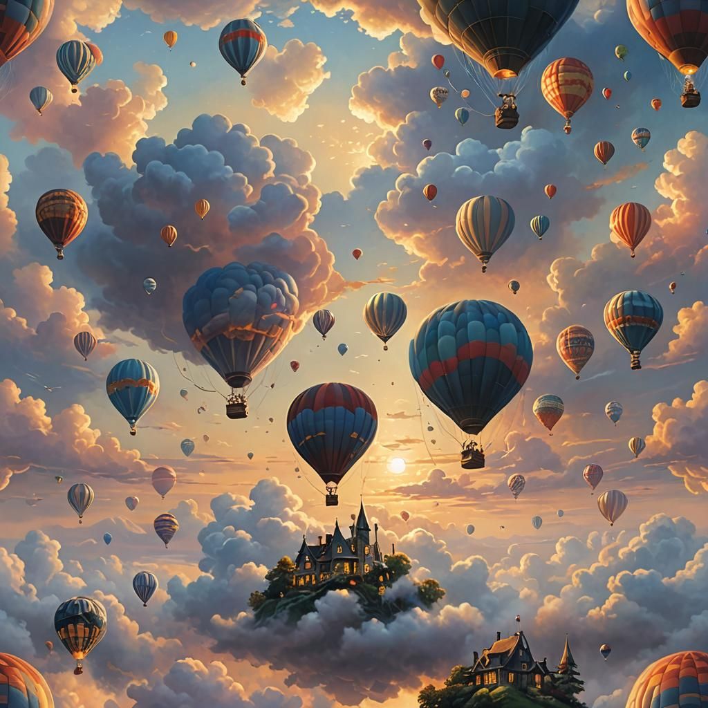 Sunset Balloons in Ethereal Fantasy Style