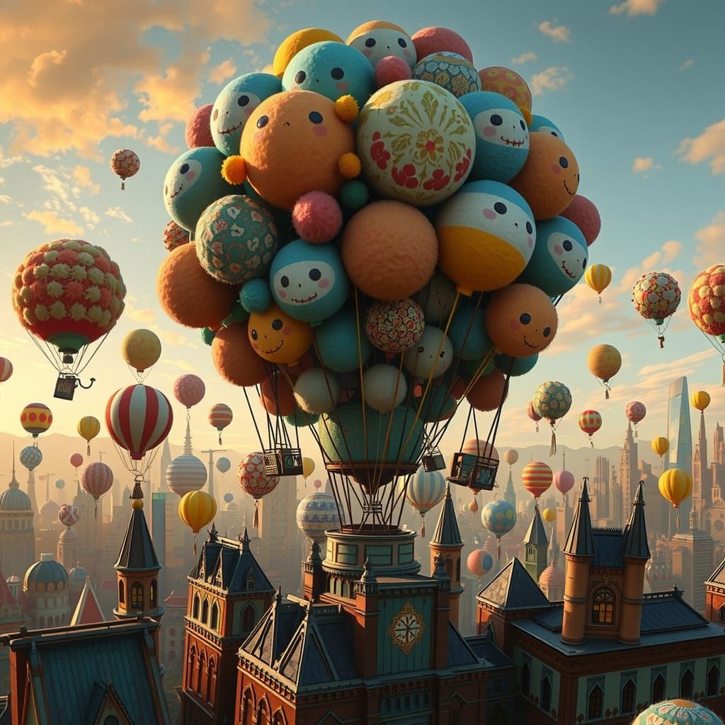 Colorful Pom-Poms Form Playful Folk Art Scene