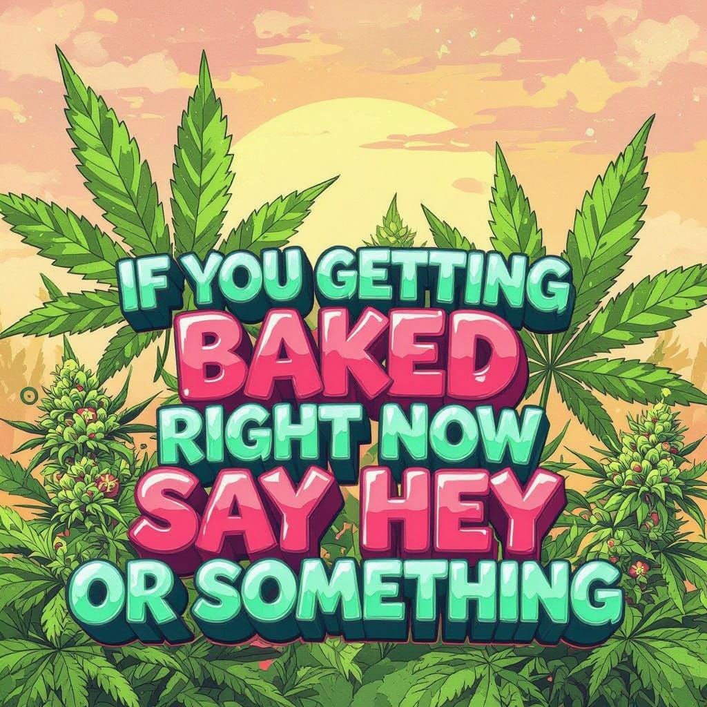 Psychedelic Marijuana Wallpaper with Cartoonish Graffiti Let...