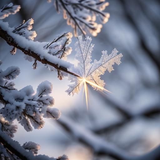 Snowy Branches in Natural Light Photography